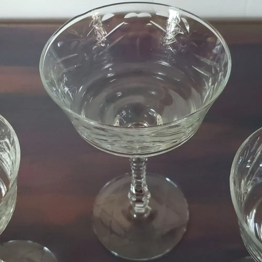 Set of 3 Vintage Crystal Wine Glasses